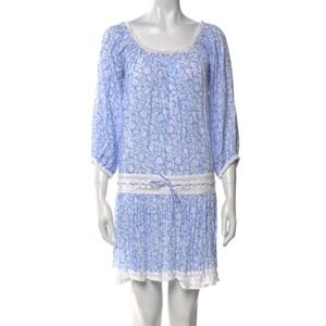 Poupette St Barth Blue Floral Lace Trim Dress‎ Size 2 Retail Price $395